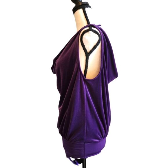 Express Deep Purple Velvet Draped Sleeveless Bodysuit, Sz. M - Picture 5 of 7